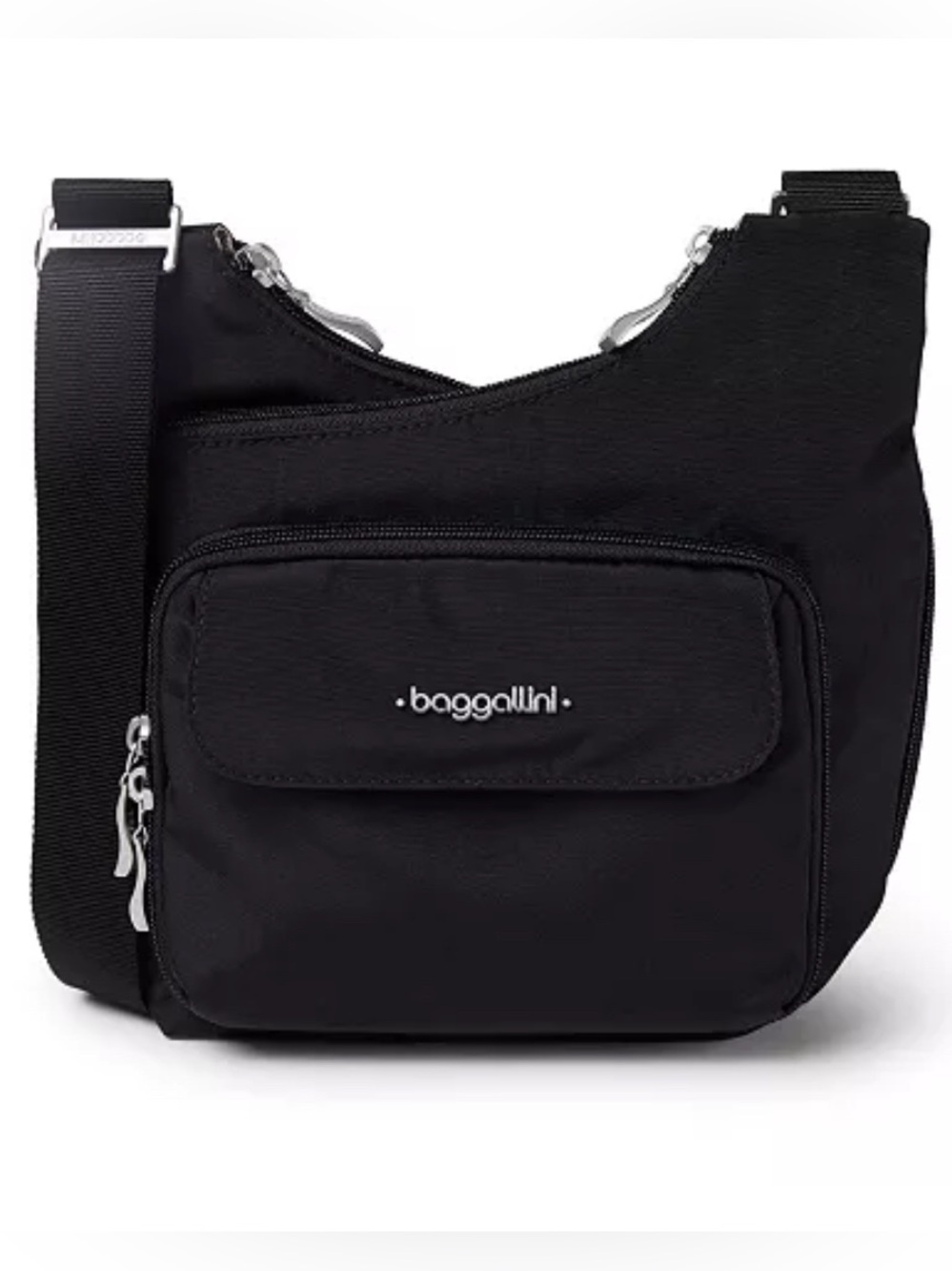 Baggallini Cross City Crossbody Travel Bag Black Compact Large Capacity Organize